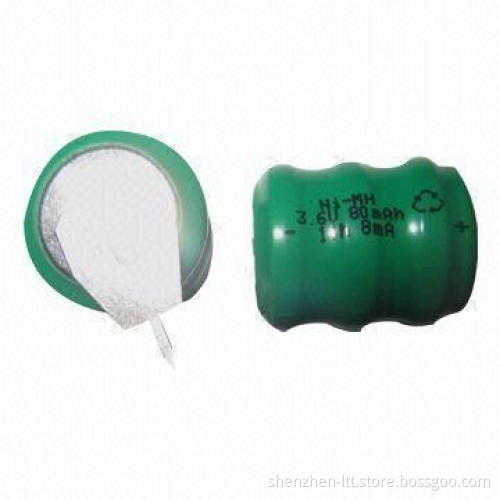 NiMH Button Cell 80mAh 3.6V Battery Pack, NiMH Button Cell Battery